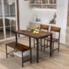 Costway 4pcs Dining Table Set Rustic Desk 2 Chairs & Bench With Storage Rack Brown/Grey/Coffee