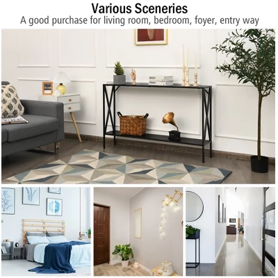 Costway 2 Tier Console Table Narrow Accent Side Entryway Table Metal Frame Black 5 Costway 2 Tier Console Table Narrow Accent Side Entryway Table Metal Frame Black - Image 5