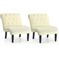 Costway Set Of 2 Armless Accent Chair Upholstered Tufted Lounge Chair -Costway GUEST d64d2421 fc84 41c2 940f cbb1125668aa