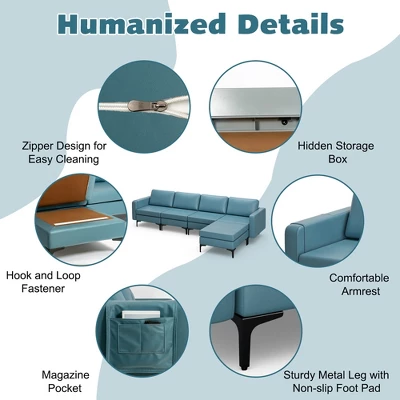 Costway Modular L-shaped Sectional Sofa W/ Reversible Chaise & 4 USB Ports 7 Costway Modular L-shaped Sectional Sofa W/ Reversible Chaise & 4 USB Ports - Image 7
