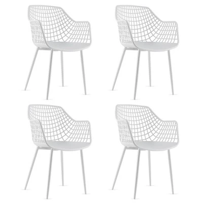 Costway Modern Dining Chair Set Of 4 Plastic Shell Hollow WithMetal Legs For Living Room 11 Costway Modern Dining Chair Set Of 4 Plastic Shell Hollow WithMetal Legs For Living Room - Image 11