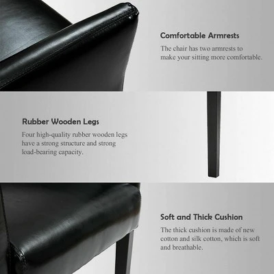 Costway Set Of 2 PU Leather Guest Chairs Reception Side Arm Chairs Upholstered Wood Leg 5 Costway Set Of 2 PU Leather Guest Chairs Reception Side Arm Chairs Upholstered Wood Leg - Image 5