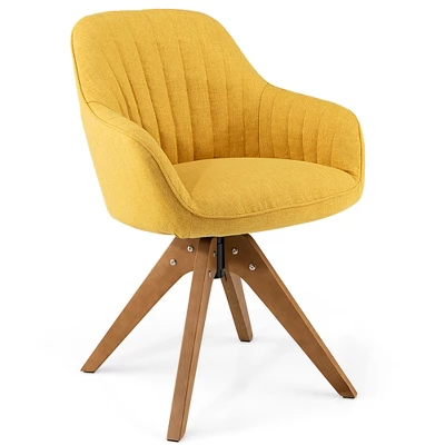 Costway Modern 360 Degree Swivel Accent Chair W/ Linen Fabric & High-density Sponge Yellow/Brown/White/Grey/Red 12 Costway Modern 360 Degree Swivel Accent Chair W/ Linen Fabric & High-density Sponge Yellow/Brown/White/Grey/Red - Image 12