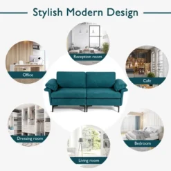 Costway Modern Loveseat Fabric 2-Seat Sofa Couch For Small Space W/ Metal Legs BlueRust Red 17 Costway Modern Loveseat Fabric 2-Seat Sofa Couch For Small Space W/ Metal Legs BlueRust Red -Costway GUEST d73935a6 3077 4d51 90c3 b1158e3b2987