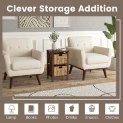 Costway 1/2 PCS 2-Tier Nightstand With 2 Seagrass Baskets Rubber Wood X-Shaped Frames 2 Drawers 15 Costway 1/2 PCS 2-Tier Nightstand With 2 Seagrass Baskets Rubber Wood X-Shaped Frames 2 Drawers -Costway GUEST d74b9c47 77d9 4d53 9139 84b79c953373