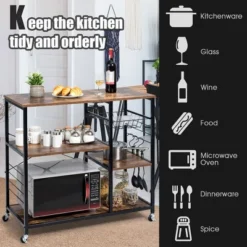 Costway Rolling Industrial Kitchen Baker's Rack Wood Black 15 Costway Rolling Industrial Kitchen Baker's Rack Wood Black -Costway GUEST d798209a cd0c 4bb3 84a2 715326c2175b
