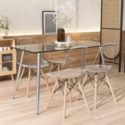 Costway 5 PCS Dining Table Set 51'' Modern Rectangular Glass Table & 4 Chairs Kitchen 8 Costway 5 PCS Dining Table Set 51'' Modern Rectangular Glass Table & 4 Chairs Kitchen -Costway GUEST d7ba6e72 e3f1 4f1d 8440 9a781d61fbcd