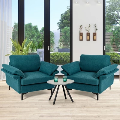 Costway Set Of 2 Fabric Accent Armchair Upholstered Single Sofa W/ Metal Legs 1 Costway Set Of 2 Fabric Accent Armchair Upholstered Single Sofa W/ Metal Legs
