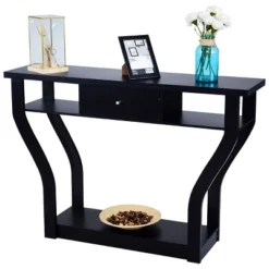 Costway Black Accent Console Table Modern Sofa Entryway Hallway Hall Furniture W/Drawer 10 Costway Black Accent Console Table Modern Sofa Entryway Hallway Hall Furniture W/Drawer -Costway GUEST d7c608c4 2462 417c 8b89 352296279fc6