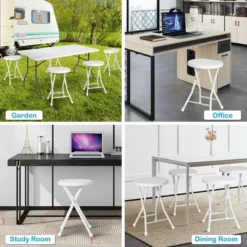 Costway Set Of 4 Portable Folding Stools 18'' Collapsible Round Stools White -Costway GUEST d834971b 94d5 4bee a3b6 52db1c26068f