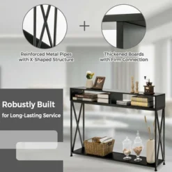 Costway Steel Frame Console Table With Open Shelf And Storage Compartments Black 12 Costway Steel Frame Console Table With Open Shelf And Storage Compartments Black -Costway GUEST d857dc5f 839c 4888 9eb3 8b0555ede341