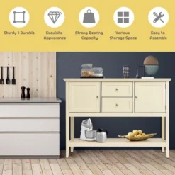 Costway Sideboard Buffet Table Wooden Console Table W/ Drawers & Storage Cabinets Blue/Brown/Gray/Beige 16 Costway Sideboard Buffet Table Wooden Console Table W/ Drawers & Storage Cabinets Blue/Brown/Gray/Beige -Costway GUEST d8751b2d 035b 4503 8c98 d0a4e7695212