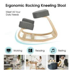 Costway Ergonomic Kneeling Chair Rocking Stool Upright Posture Office Furniture Grey -Costway GUEST d8857fe9 eaac 4350 87f4 82a42197db94