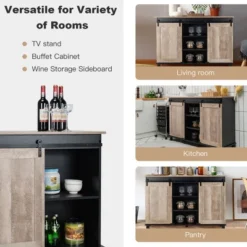 Costway Kitchen Buffet Storage Cabinet Sideboard W/ Sliding Barn Doors Adjustable Shelf -Costway GUEST d8a4720c fdb0 4244 ae57 f5b522463489