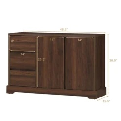 Costway Buffet Sideboard Cupboard Cabinet Console Table W/ 3 Drawers & Adjustable Shelf