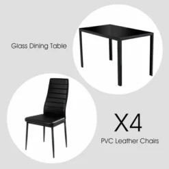 Costway 5 Piece Kitchen Dining Set Glass Metal Table 30" And 4 Chairs Breakfast Furniture Black -Costway GUEST d9062d53 23b0 4a5c acc8 3107d91999b8