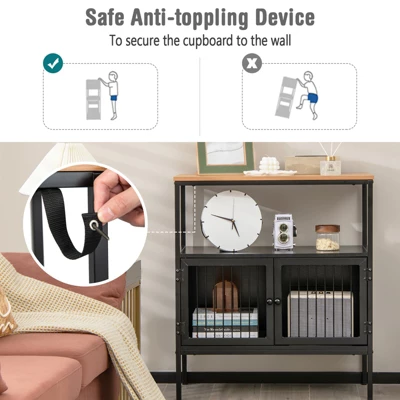 Costway Kitchen Server Buffet Sideboard Storage Cabinet Cupboard With 2 Doors & Open Shelf 8 Costway Kitchen Server Buffet Sideboard Storage Cabinet Cupboard With 2 Doors & Open Shelf - Image 8