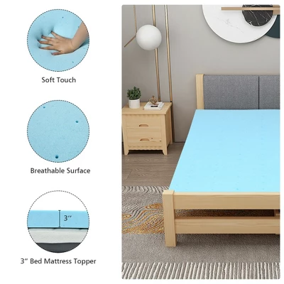 Costway 3'' Gel-Infused Bed Mattress Topper Cooling Ventilated Air Foam Pad 6 Costway 3'' Gel-Infused Bed Mattress Topper Cooling Ventilated Air Foam Pad - Image 6
