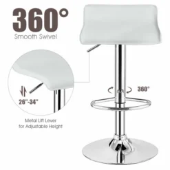 Costway Set Of 4 Swivel Bar Stool PU Leather Adjustable Kitchen Counter Bar Chair White -Costway GUEST d9395d4a 2cb9 442f a44b 9cb3cd15d1b2