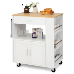 Costway Kitchen Island Cart Rolling Storage Cabinet W/ Drawer & Spice Rack Shelf -Costway GUEST d95de79b 538f 4735 9d59 47f889e09edb
