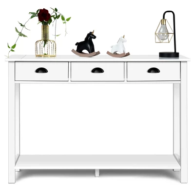 Costway 47'' Console Table Hall Table Side Desk Accent Table Drawers Shelf Entryway White 8 Costway 47'' Console Table Hall Table Side Desk Accent Table Drawers Shelf Entryway White - Image 8