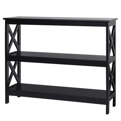 Costway 3-Tier Console Table X-Design Bookshelf Sofa Side Accent Table W/Shelf EspressoBlack 5 Costway 3-Tier Console Table X-Design Bookshelf Sofa Side Accent Table W/Shelf EspressoBlack - Image 5