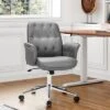 Costway Modern Home Office Leisure Chair PU Leather Adjustable Swivel W/ Armrest