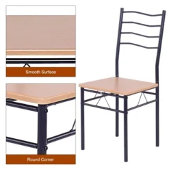 Costway 5 Piece Dining Table Set 29.5" With 4 Chairs Wood Metal Kitchen Breakfast Furniture Brown -Costway GUEST d984518f 55f5 45eb b551 06c86c015e38