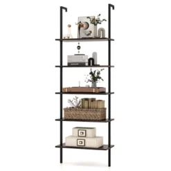 Costway 5 Tier Ladder Shelf 71'' Height Wall-Mounted Bookshelf Display Storage Organizer Brown/Natural/White -Costway GUEST d9920c4e f20e 4fb4 9096 038184bfe711