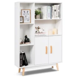 Costway Floor Storage Cabinet Free Standing Wooden Display Bookcase Side Decor Furniture -Costway GUEST d9dd2fcc 513c 4110 a989 ff16b4e363cf