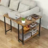 Costway 360° Rotatable Sofa Side Table L-shaped Laptop Desk Snack Table WithShelf Patented Brown/Natural/Walnut/Rustic Brown