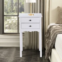 Costway Side Table End Accent Table Night Stand W/ 2 Drawers Furniture White -Costway GUEST dade4a2b 8959 4765 ae11 5bc71d3b148f