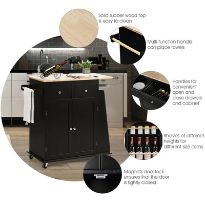Costway Rolling Kitchen Island Utility Trolley Cabinet Storage Spice Towel Rack 9 Costway Rolling Kitchen Island Utility Trolley Cabinet Storage Spice Towel Rack - Image 9