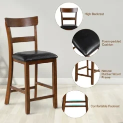 Costway Set Of 4 Barstools Counter Height Chairs W/Leather Seat & Rubber Wood Legs 17 Costway Set Of 4 Barstools Counter Height Chairs W/Leather Seat & Rubber Wood Legs -Costway GUEST db3fbcf2 0c11 411f bb9e 690b8a00fb6e