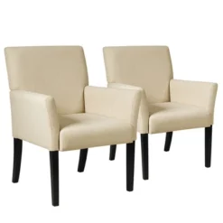 Costway Set Of 2 Arm Chair Guest Chair Home Office W/ Wooden Legs 18 Costway Set Of 2 Arm Chair Guest Chair Home Office W/ Wooden Legs -Costway GUEST db6cb00f 5bbd 4cf5 bebf bd9e9a6e462a