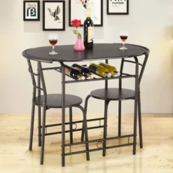 Costway 3 PCS Dining Set Table And 2 Chairs Home Kitchen Breakfast Bistro Pub Furniture Black -Costway GUEST db7b8b21 66ac 47f6 93df 0fbb562cf1bc
