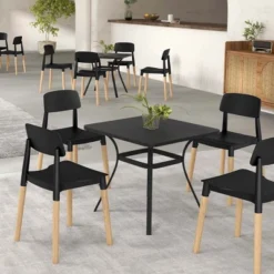 Costway Dining Side Chairs Set Of 4 With Ergonomic Backrest Wide Seat & Sturdy Wooden Legs Black/White 17 Costway Dining Side Chairs Set Of 4 With Ergonomic Backrest Wide Seat & Sturdy Wooden Legs Black/White -Costway GUEST dba77d45 c2f0 4697 b4f4 67d2a3fdce1f
