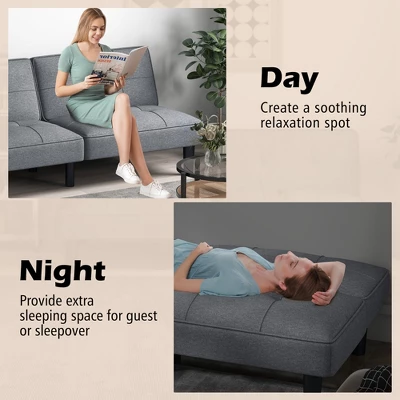 Costway Convertible Folding Futon Sofa Bed With 6-Position Adjustable Backrest Cushion 8 Costway Convertible Folding Futon Sofa Bed With 6-Position Adjustable Backrest Cushion - Image 8