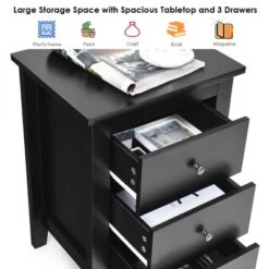 Costway 1PC/2PCS Nightstand End Beside Sofa Table W/ 3 Drawers Bedroom Furniture Black/White 17 Costway 1PC/2PCS Nightstand End Beside Sofa Table W/ 3 Drawers Bedroom Furniture Black/White -Costway GUEST dbcafc42 42eb 4311 bbcf 4a307c571c2b