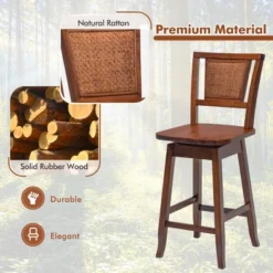 Costway Set Of 2/4 Swivel Bar Stools Counter Height Rubber Wood Pub Chairs W/ Rattan Back 14 Costway Set Of 2/4 Swivel Bar Stools Counter Height Rubber Wood Pub Chairs W/ Rattan Back -Costway GUEST dbcbd7d3 0ada 4a2d b9c6 13e5b8b8b46a