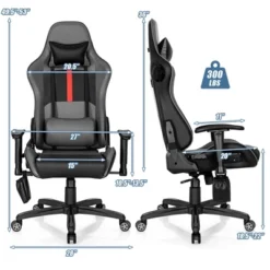 Costway Massage Gaming Chair With 2 Bluetooth Speakers Adjustable Swivel Racing Style Chair -Costway GUEST dbfe44d4 f037 4a78 b882 4ac2704ca1df