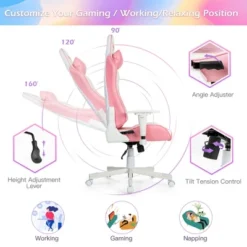 Costway Gaming Chair Racing Style Adjustable Swivel Computer Office Chair Pink 15 Costway Gaming Chair Racing Style Adjustable Swivel Computer Office Chair Pink -Costway GUEST dc4bc597 2d7d 4d20 a658 009c19ed985c