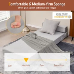 Costway Tri-Fold Fold Down Chair Flip Out Lounger Convertible Sleeper Bed Couch Dorm Grey -Costway GUEST dc4cc2a3 4c65 47ee 92e8 fcabddb62aae