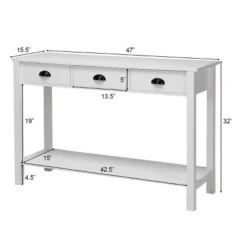 Costway 47" Console Table Hall Table Side Desk Accent Table Drawers Shelf Entryway White -Costway GUEST dc4ced0e 3bf0 4bc3 9f3a 7836d00712c9