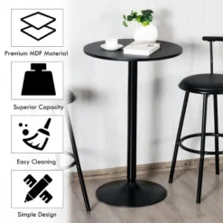 Costway Set Of 2 Round Pub Table 24" Bistro Bar Height Cocktail Table W/Metal Base Black -Costway GUEST dc5bc00a c1b4 4fb8 bee9 c1a759195e3f