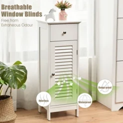 Costway Bathroom Floor Storage Cabinet Side Wooden Organizer W/ Drawer & Shutter Door -Costway GUEST dcea1e3e 3966 4ff0 b28e d0ca0b1eea20