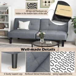 Costway Convertible Folding Futon Sofa Bed With 6-Position Adjustable Backrest Cushion 14 Costway Convertible Folding Futon Sofa Bed With 6-Position Adjustable Backrest Cushion -Costway GUEST dced153b 45cd 46d2 b4d4 e582cd46da5c