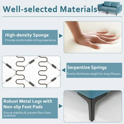 Costway Modern Loveseat Leathaire Fabric 2-Seat Sofa Couch W/ Side Storage Pocket 7 Costway Modern Loveseat Leathaire Fabric 2-Seat Sofa Couch W/ Side Storage Pocket - Image 7