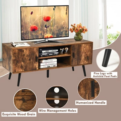 Costway Industrial TV Stand Entertainment Center For TV's Up To 55" W/ Storage Cabinets 6 Costway Industrial TV Stand Entertainment Center For TV's Up To 55" W/ Storage Cabinets - Image 6