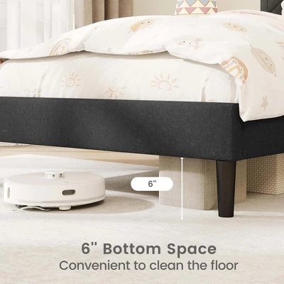 Costway Twin/Full/Queen Size Bed Frame With High Headboard & Wooden Slats No Box Spring Needed 8 Costway Twin/Full/Queen Size Bed Frame With High Headboard & Wooden Slats No Box Spring Needed - Image 8